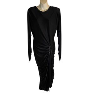 Vintage y2k Night Moves Ruched Black Dress Rhinestone Trim Size 13/14 USA